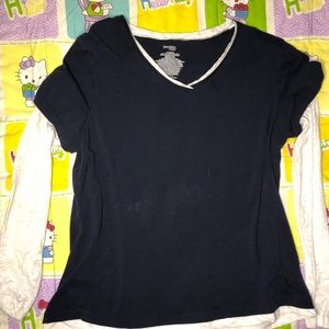 cute simple navy blue long sleeve with tribal like design on sleeves